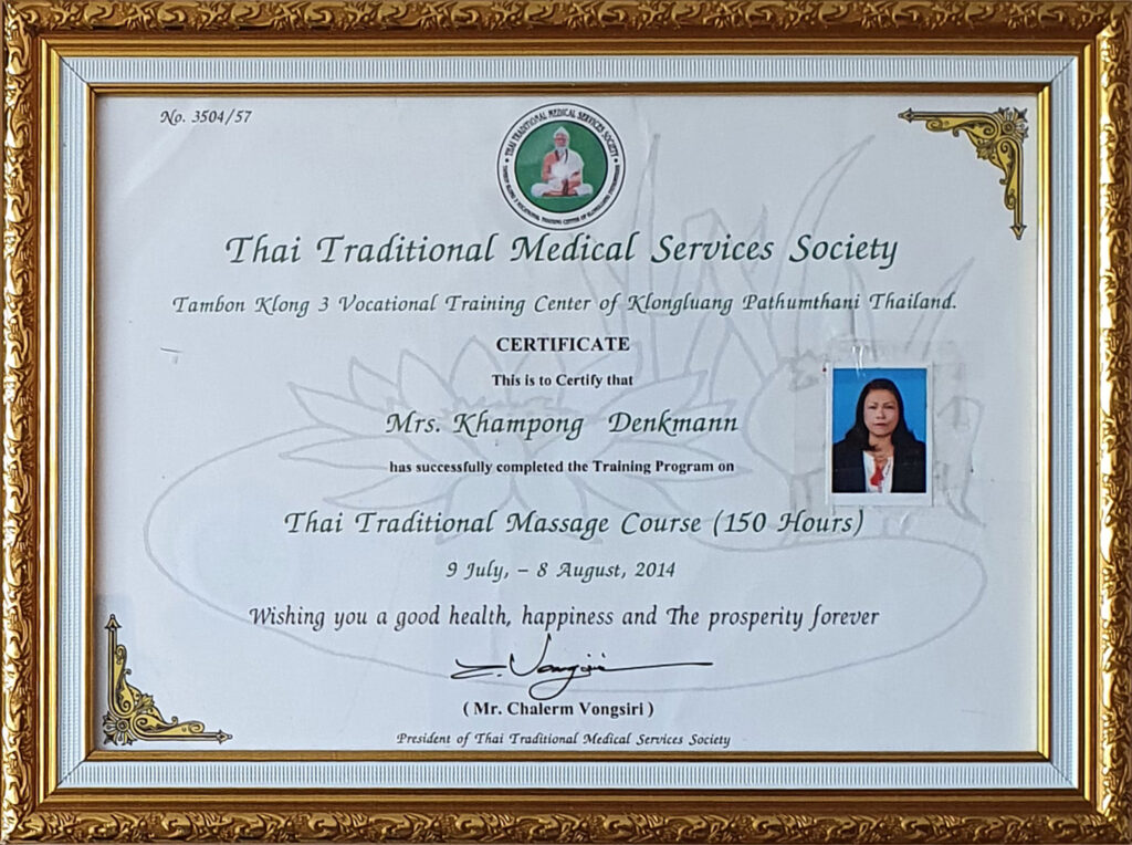 Zertifikat für Traditionelle Thai-Massage