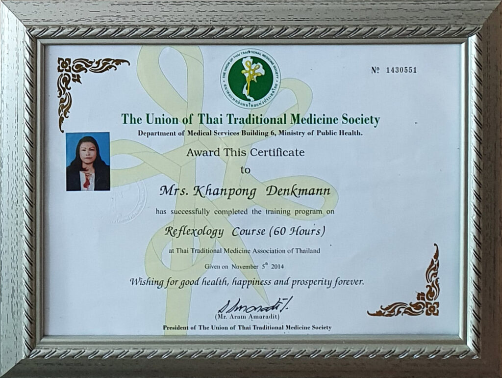 Zertifikat der Union of Thai Traditional Medicine Society